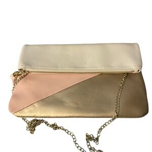 Max Edition Cream, Pink, and Gold Crossbody Bag tassel gold accents big size